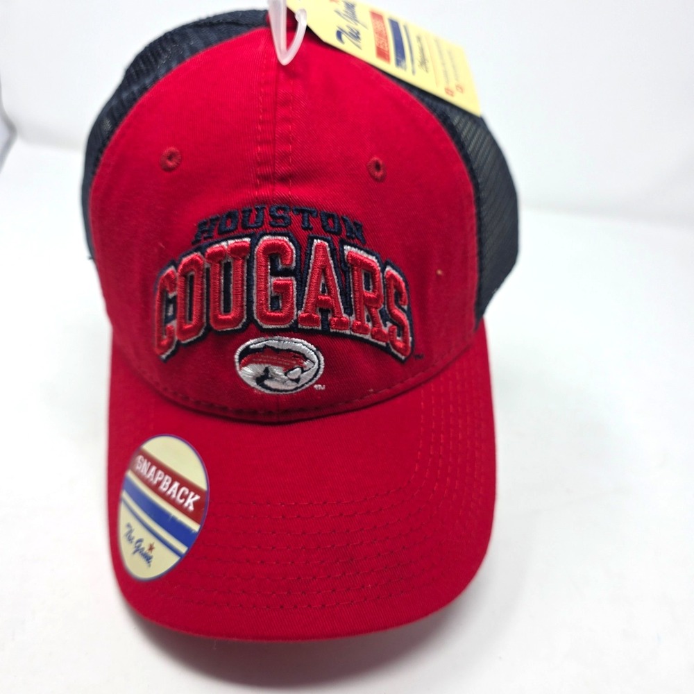 The Game Hat Mens OS Red Blue Mesh Snapback University Of Houston Cougars NWT